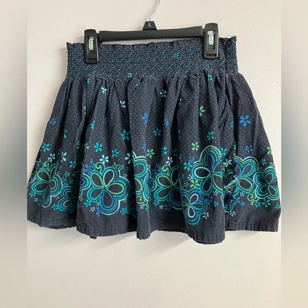 Girl’s Flared Smocked Corduroy Skirt, XL, Blues/Greens, by Old Navy